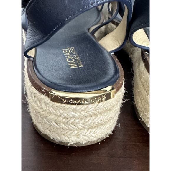 Michael Kors Cunningham Strappy Espadrille Sandal Women's 5.5M Black & Gold - Picture 6 of 9